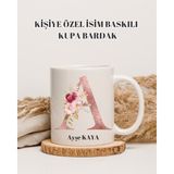 Kale Promosyon Kişiye Özel İsim Baskılı Kupa Bardak Çift Yön Baskılı Kişiye Özel İsim Harf Baskılı - Beyaz - Siyah