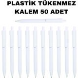 Kale Promosyon Plastik Tükenmez Kalem 50 Adet Basmalı Tükenmez Kalem Okul Iş Ofis Tükenmez Kalem - Beyaz