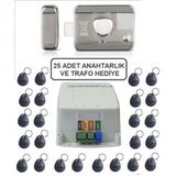 Kale SESSİZ + GÜVENLİ manyetik elektrikli trajlı apartman kapı kilidi motorlu otomat + kartlı sistemi + trafosu + 25 çip