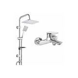 KALE Tandem Banyo Bataryası ve TEMA 53242 Rain Carismo Tepe Duş Seti SS304 Paslanmaz Duş Sistemi