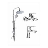 KALE Tandem Banyo Lavabo Bataryası ve Tema 53230 Rain Tondo Tepe Duş Seti Krom Banyo Seti