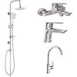 Kale Tandem Banyo+Lavabo+Mutfak Bataryası ve TEMA 53270 Tepe Duş Seti