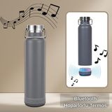 Kale Termos Bluetooth Hoparlörlü Paslanmaz Çelik Termos 600 Ml-Çift Katmanlı - Gri - 0,60 lt