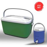 Kale Termos Buzluk Termos Set-30 Lt Buzzy Buzluk Termos (1178 Cooler Box)+ +6.5 Lt Erciyes Piknik Termos (1403 Cooler Jug) - Koyu Yeşil