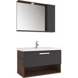 Kale Trevi 100 cm Antrasit-Ceviz Banyo Dolabı Takımı - Sedef Ceviz