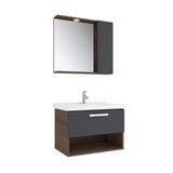 Kale Trevi 80 cm Antrasit-Ceviz Banyo Dolabı