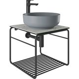 Kale Volo 45 CM Yuvarlak Mat Gri Lavabolu Metal Banyo Mobilya Seti