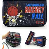 Kalem Kutusu Basketbol Kawai Organizer Kalemkutu Vegan Deri Üç Bölmeli Kalemlik Siyah