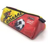 Kalem Kutusu Sarı Kırmızı Futbol Üçgen Kalemkutu Jumbo Vegan Deri Kalemlik - 1 Adet - Sarı - Kırmızı