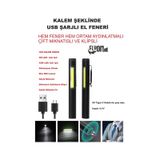 Kalem Şeklinde Şarj Edilebilir El Feneri Güçlü Mıknatıslı Hem Ortam Aydınlatma Hem Fener Kamp Lamba Siyah