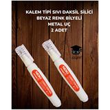 Kalem Tipi Sıvı Daksil Silici Beyaz Renk Bilyeli Metal Uç 2 Adet Kırtasiye Ürünü