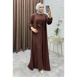 Kalemen Moda Betül İkili Abaya Elbise Takım 24686 Kahverengi
