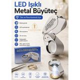 Kalemhane Tamirciler Için 40X 25MM LED Işıklı Metal Kuyumcu Büyüteci Katlanabilir Takı Saat Para Kontrol Lup - Beyaz - 1