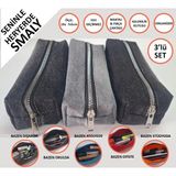 Kalemlik 3lü Set/paket Organizer Makyaj Çok Amaçlı Pinterest Okula Dönüş Çantası Tek Bölmeli - 3 Adet - Black Denim