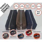 Kalemlik 3lü Set/paket Organizer Makyaj Çok Amaçlı Pinterest Okula Dönüş Çantası Tek Bölmeli Siyah Haki Lacivert - 3 Adet