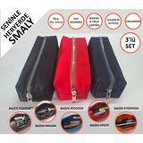 Kalemlik 3lü Set/paket Organizer Makyaj Çok Amaçlı Pinterest Okula Dönüş Çantası Tek Bölmeli Siyah Kırmızı Lacivert - 3 Adet - 00001-Siyah