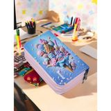 Kalemlik Dondurma Desen Üç Bölmeli Vegan Deri (Kalem Kutusu) - standart