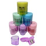 Kalemtıraş Çift Bıçaklı Hazneli 6 Renk 1 Paket Mk-4014 Pastel Renkler İki Bıçaklı Jumbo Kalemtraş Kalem Açaçagı Plastik