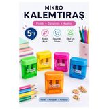 Kalemtraş 5 Adet Mikro Mk-4002 Hazneli Çift Bıçaklı Kalem Açacağı Plastik Kalemtıraş Kalem Traş Okul Sınıf
