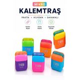 Kalemtraş 6 Adet Mikro Mk-2045 Hazneli Çift Bıçaklı Kalem Açacağı Plastik Kalemtıraş Kalem Traş Okul Sınıf