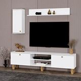 Kalender Dekor Şule Bohem Ayaklı Kapaklı Tv Ünitesi Tv Sehpası 180 cm . SL01 - Beyaz
