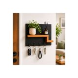 KALEO WOOD Modern Raflı Duvar Anahtarlığı Ahşap Raflı Dekoratif Anahtar Askısı Antre Düzenleyici