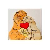 kalıcı anlar Kişiye Özel İsimli Ahşap Aslan Ailesi Yapboz Puzzle Biblo