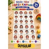 kalides Ahşap Hafıza Kartı Seti – DUYGULAR - Eşleştirme Oyunu – Okul Öncesi Zeka & Dikkat Geliştirici Oyun Kartları – Puzzle Oyuncak