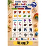 kalides Ahşap Hafıza Kartı Seti – RENKLER - Eşleştirme Oyunu – Okul Öncesi Zeka & Dikkat Geliştirici Oyun Kartları – Puzzle Oyuncak