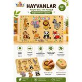 Kalides Bultak Puzzle – HAYVANLAR | Ahşap Eğitici Yapboz | Montessori Dikkat ve Eşleştirme Oyunu | Bul Tak Yapboz
