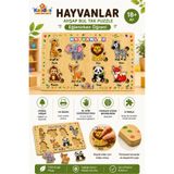 kalides BulTak Puzzle – Hayvanlar | Ahşap Eğitici Yapboz | Montessori Dikkat ve Eşleştirme Oyunu