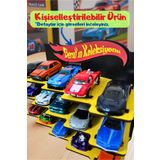 kalides Oyuncak Araba Rafı - Kişiye Özel - SARI (1/64 ölçekli arabalar için uygundur)