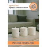 Kalın 3'lü Kokusuz Dekor Bubble Kütük Mum Beyaz 6x7,5 cm - Seçenek 1