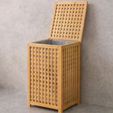 Kalin Ahşap Bambu Kirli Çamaşir Sepeti Kumaş Çantali Sepet=40X40x58cm (5047)
