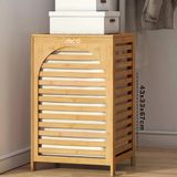 Kalin Ahşap Bambu Kirli Çamaşir Sepeti Kumaş Çantali Sepet=43X33x67cm (5047)