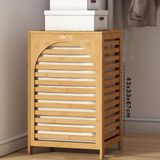KALIN AHŞAP BAMBU KİRLİ ÇAMAŞIR SEPETİ KUMAŞ ÇANTALI SEPET=43X33X67CM (5264)