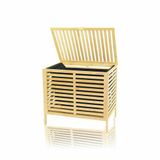 KALIN AHŞAP BAMBU KİRLİ ÇAMAŞIR SEPETİ SİYAH KUMAŞ ÇANTALI SEPET=50X38X55CM (50001)