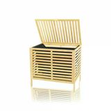 Kalın Ahşap Bambu Kirli Çamaşır Sepeti Siyah Kumaş Çantalı Sepet=50X38x55cm (5433)