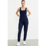 Kalın Askılı Fitilli Basic Atlet - Lacivert - XL