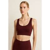 Kalın Askılı Toparlayıcı Spor Büstiyer - Bordo - XL
