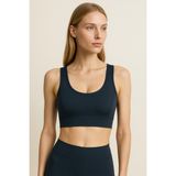 Kalın Askılı Toparlayıcı Spor Büstiyer - İndigo - XL