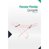 Kalın Borulu Kanatlı Çamaşır Kurutmalığı, Büyük Boy, Pembe - Ahşap - Bej - Seçenek 1