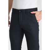 Kalın Çizgili Desenli Erkek Yandan Cepli Klasik Bel Slim Fit Chino Pantolon Gri 36