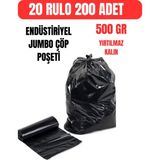 Kalın Çöp Torbası 500 Gr X 20 Rulo Siyah Çöp Poşeti 80X110 Cm Jumbo Endüstriyel Çöp Torbası