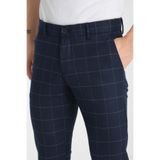 Kalın Ekose Desenli Erkek Yandan Cepli Klasik Bel Slim Fit Chino Pantolon Lacivert 32