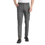 Kalın Ekose Desenli Erkek Yandan Cepli Klasik Bel Slim Fit Chino Pantolon Siyah 30