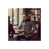 Kalın Erkek Ekose Desenli Kaşe Kaban Slim Fit Lacivert 56