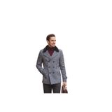 Kalın Erkek Kaşe Kaban Kuşgözü Desenli Slim Fit Lacivert 58