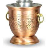 Kalın Eskitme Keski İşlemeli Bakır Ehli Keyf Rakı Şişelik - Şeffaf