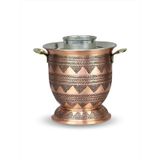 Kalın Eskitme Üzüm İşlemeli Bakır Ehli Keyf Rakı Şişelik